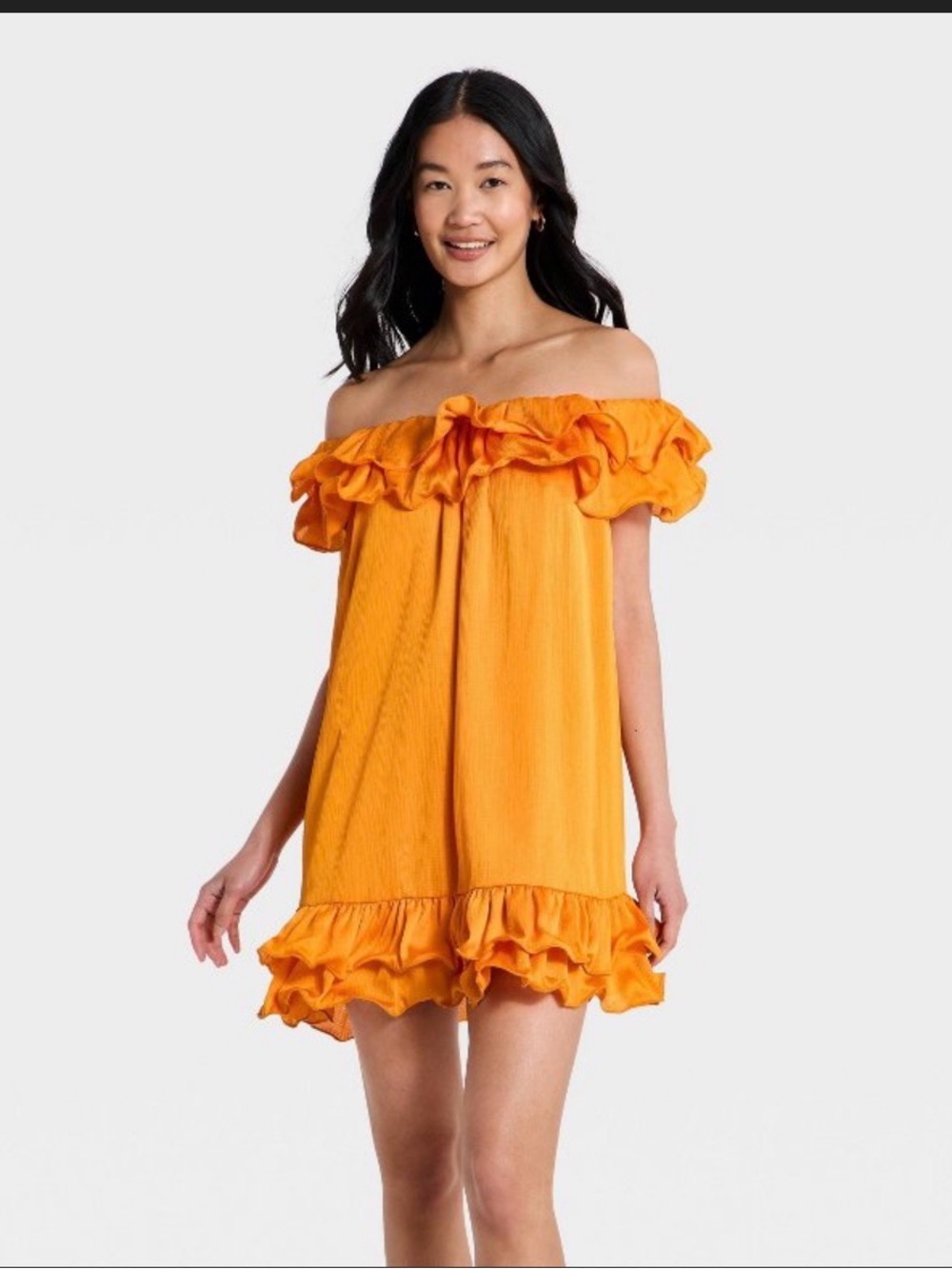 A new day Womens Ruffle Mini Dress Orange YS NWT